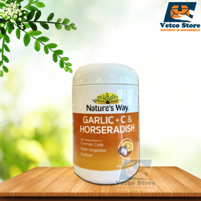 Viên uống tăng cường hệ miễn dịch Nature's Way Garlic + C & Horseradish 200 viên
